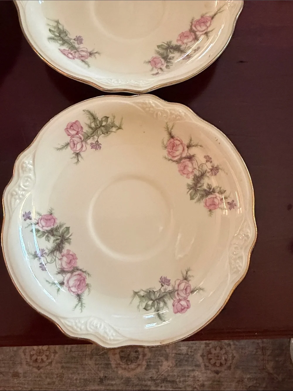 Vintage Homer Laughlin Virginia Rose Tea Saucer set includes 8.